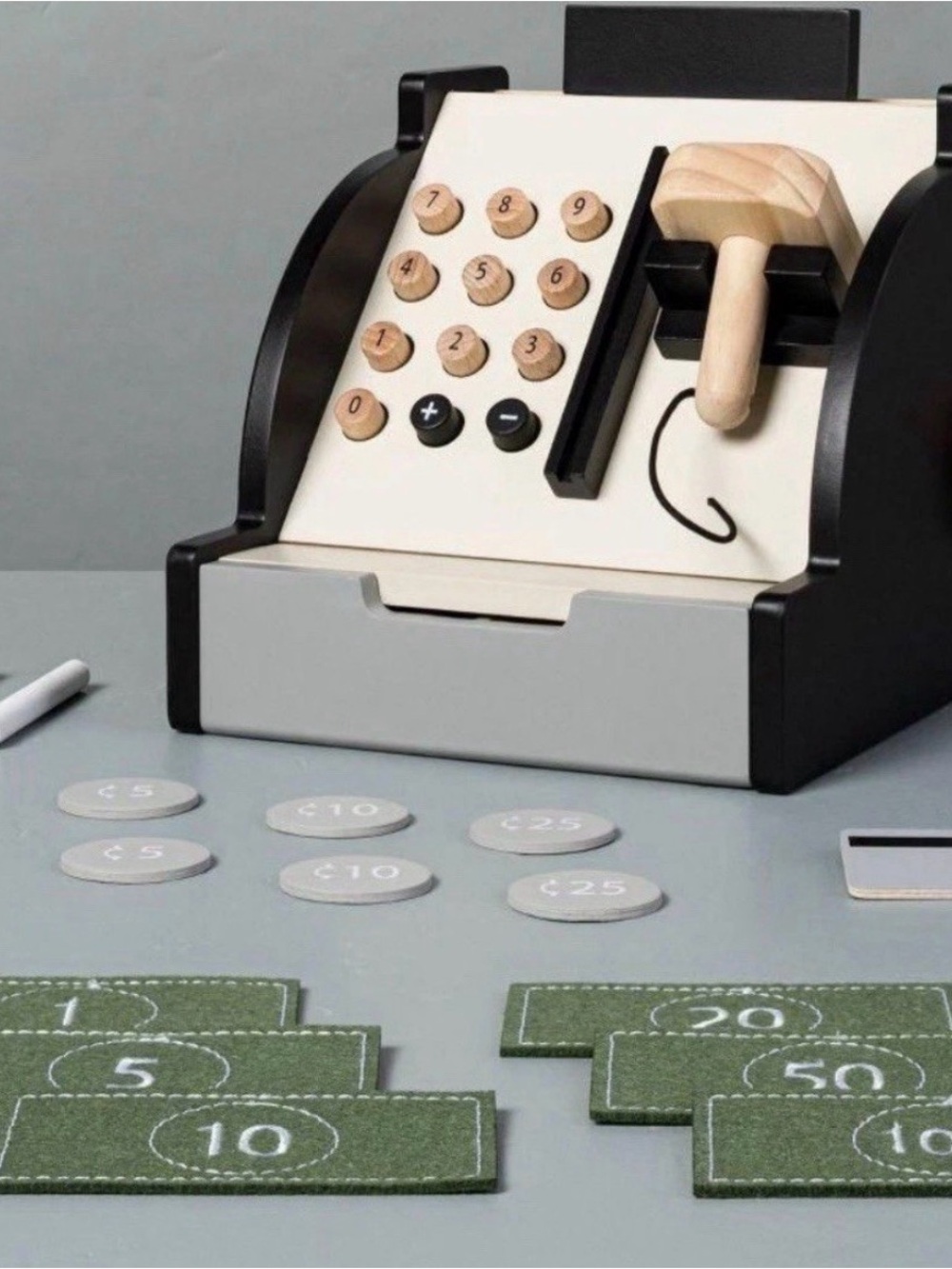 Hearth & Hand Magnolia Wooden Toy Cash Register 17pc Math Set Kids